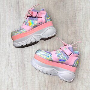Sugar Thrillz Fairy Walker Pink Hologram Platform Sneakers Chunky Y2K Shoes 10